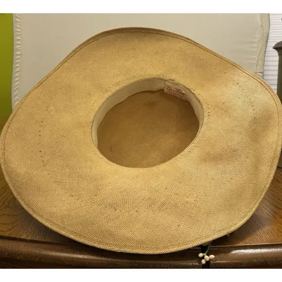 Vintage 1950s Bes-Ben Straw Wide Brim HAT w/Yellow Silk Velvet Flowers RARE Vintage 1950s Bes-Ben Straw Wide Brim HAT w/Yellow Silk  main image 3